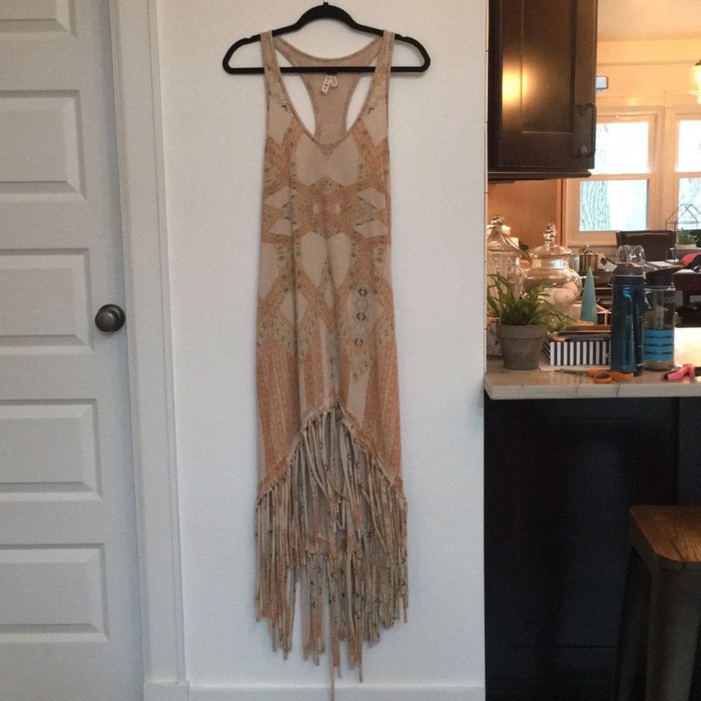 Free People Mauna Loa Fringe Maxi Hippie Dress.